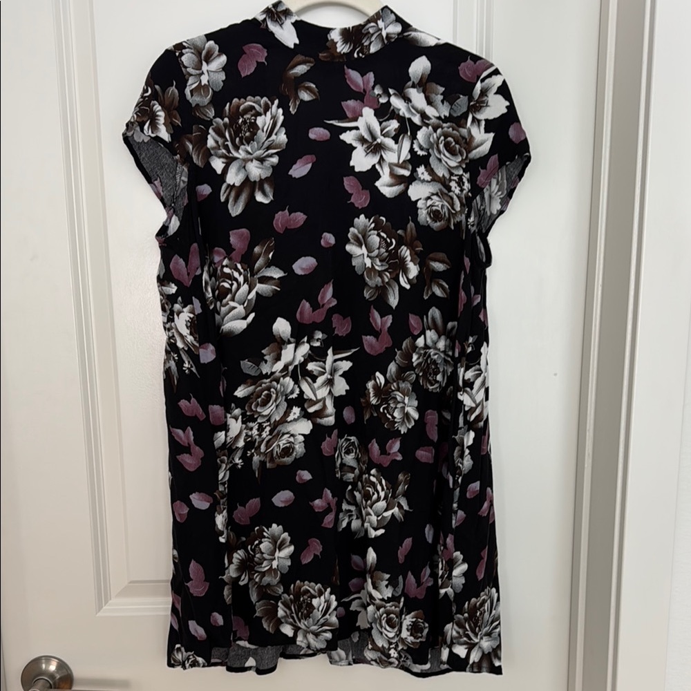 Cotton Candy Black and Purple Mini Dress with Mock Neck